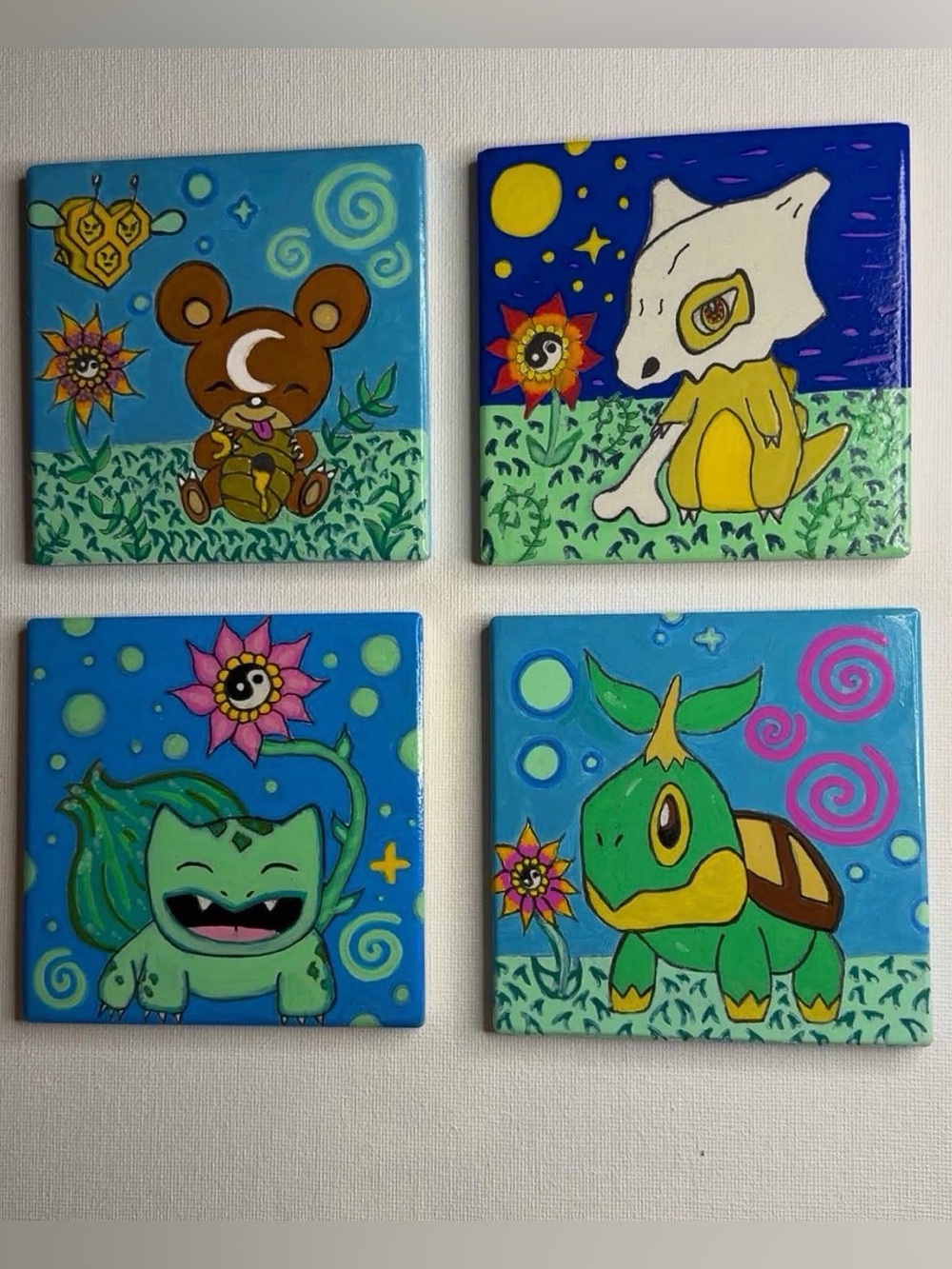 Hand-Painted Pokémon-Inspired Decorative Coasters